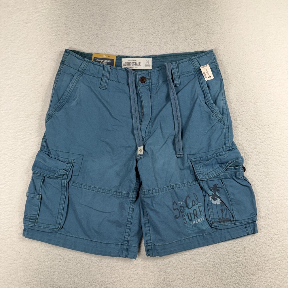 Y2K Deadstock Mens Aeropostale SoCal Surf Cargo Shorts 38 W36.5 Skater Baggy NWT